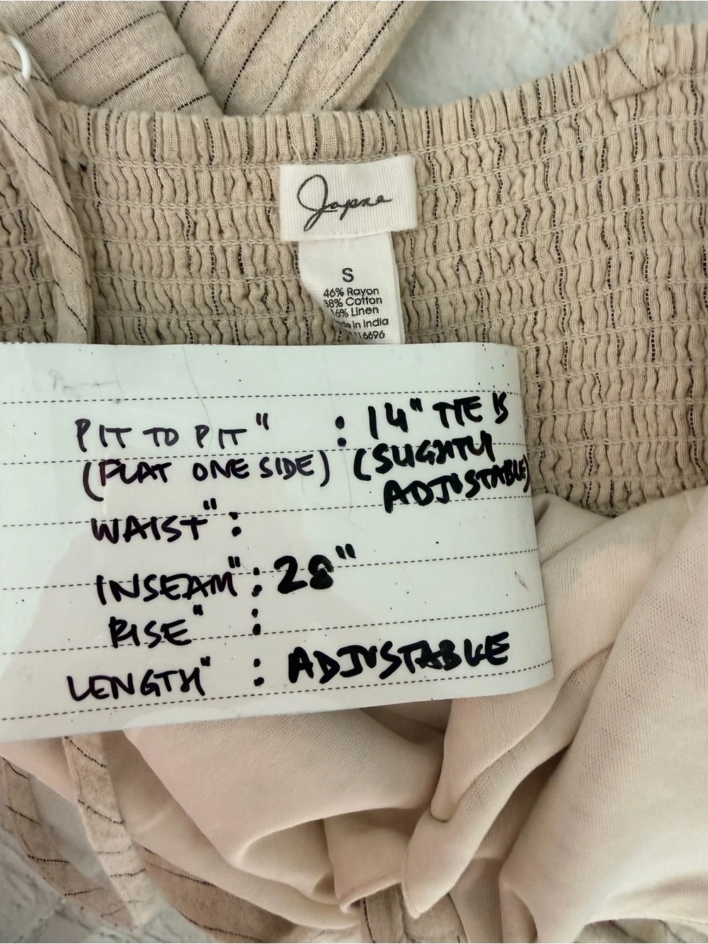 Japna Cream Tie-Front Wide-Leg Jumpsuit S 52% cotton linen. - Picture 14 of 14
